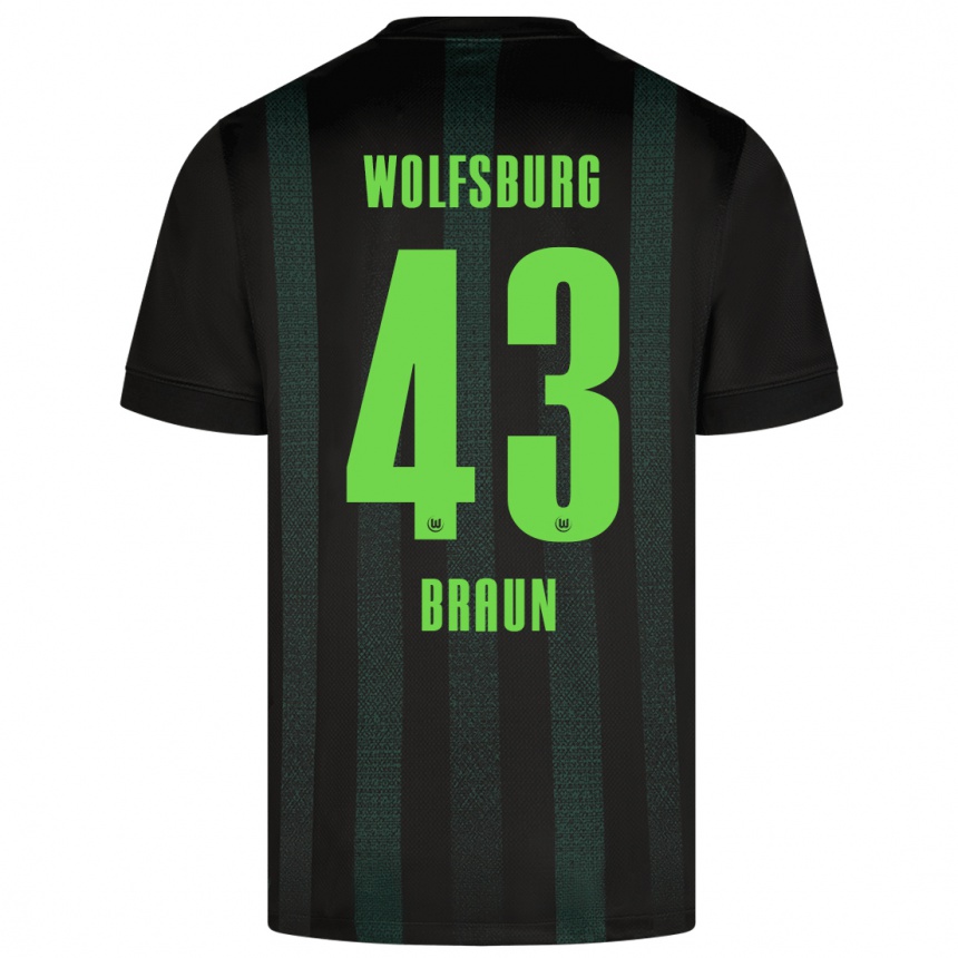 Kids Football Manuel Braun #43 Dark Green Away Jersey 2024/25 T-Shirt Australia