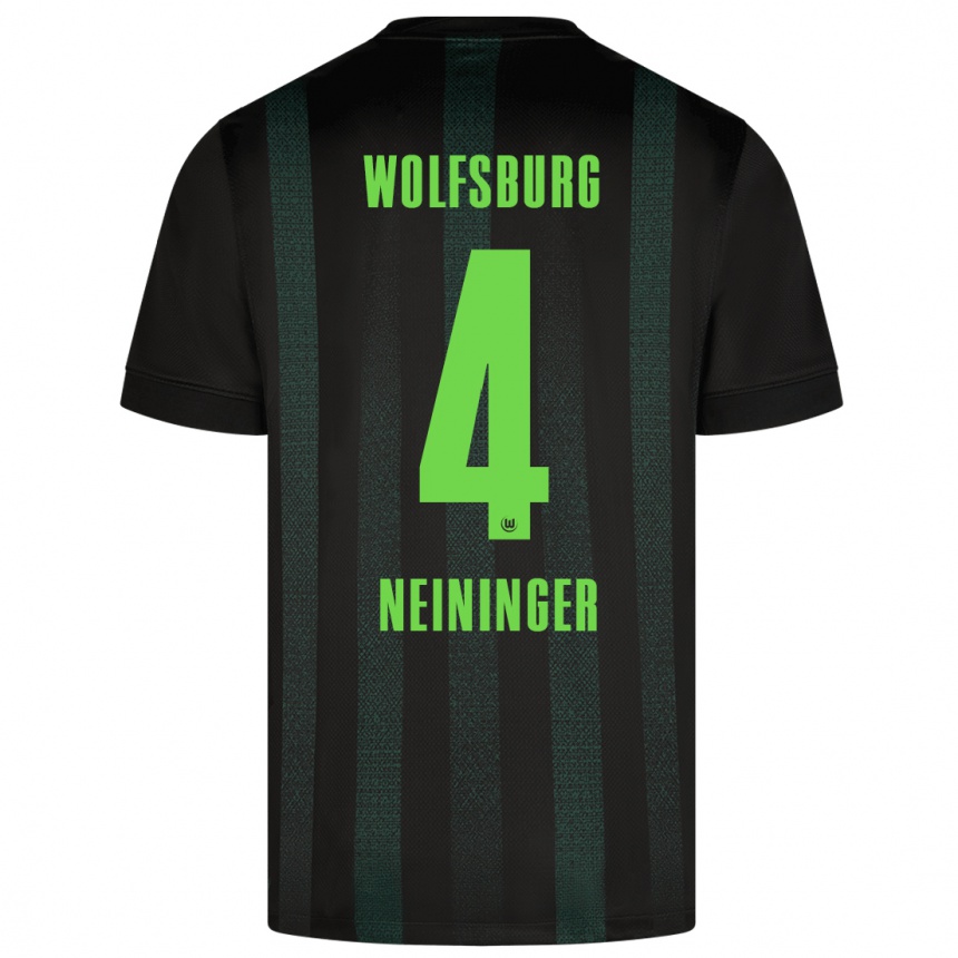 Kids Football Till Neininger #4 Dark Green Away Jersey 2024/25 T-Shirt Australia