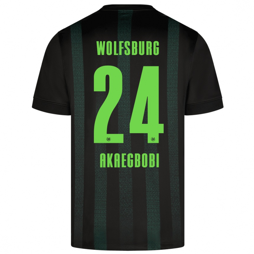 Kids Football Jonathan Akaegbobi #24 Dark Green Away Jersey 2024/25 T-Shirt Australia