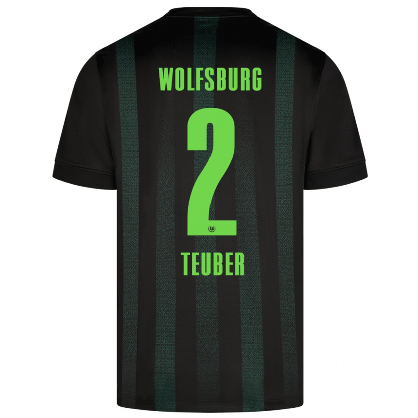 Kids Football Julius Teuber #2 Dark Green Away Jersey 2024/25 T-Shirt Australia