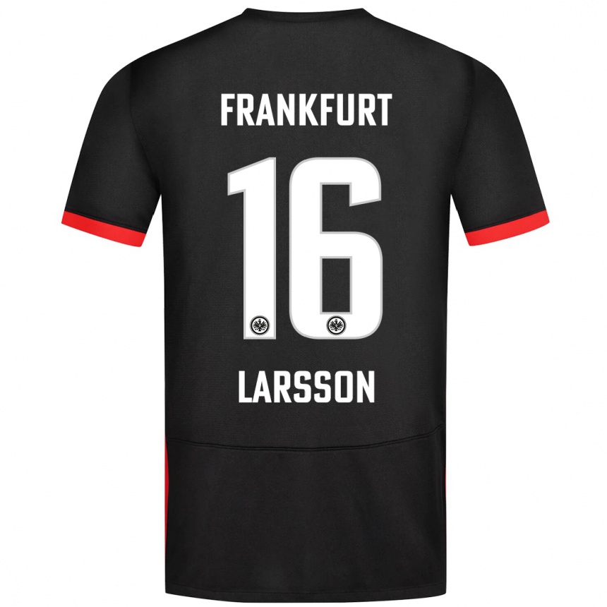 Kids Football Hugo Larsson #16 Black Away Jersey 2024/25 T-Shirt Australia