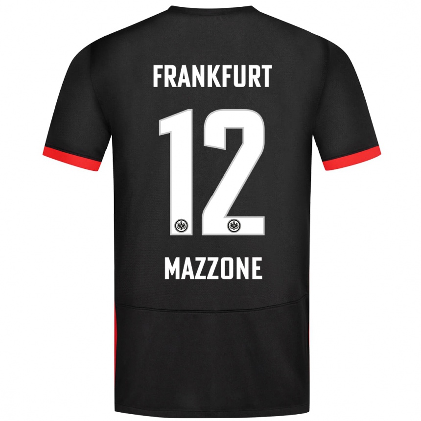 Kids Football Matteo Mazzone #12 Black Away Jersey 2024/25 T-Shirt Australia