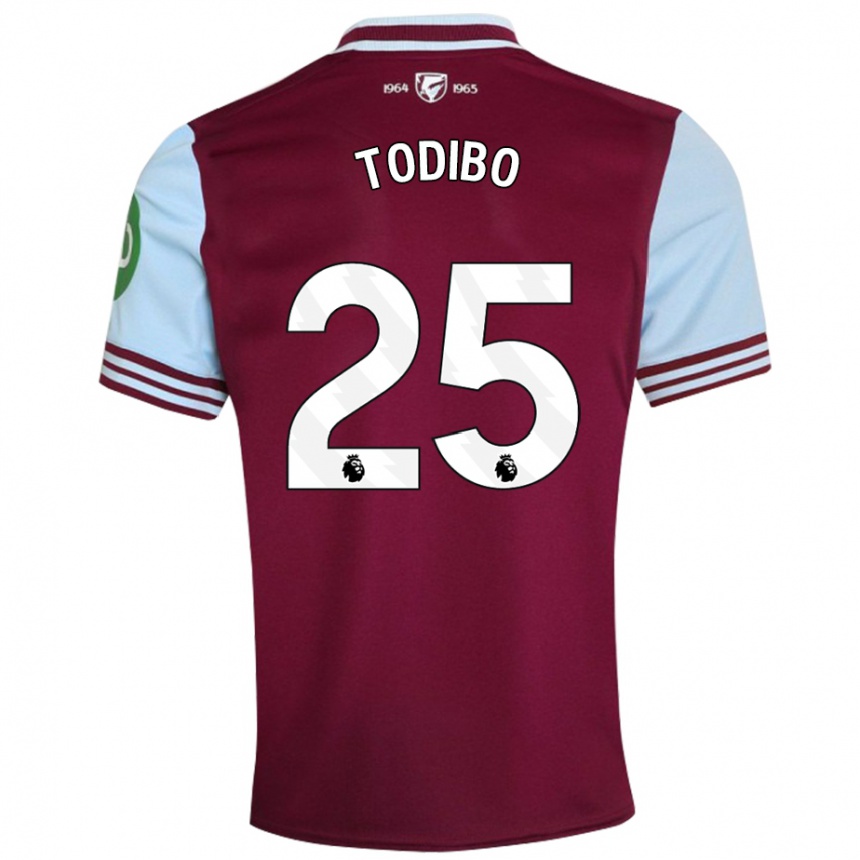 Men Football Jean-Clair Todibo #25 Dark Red Home Jersey 2024/25 T-Shirt Australia