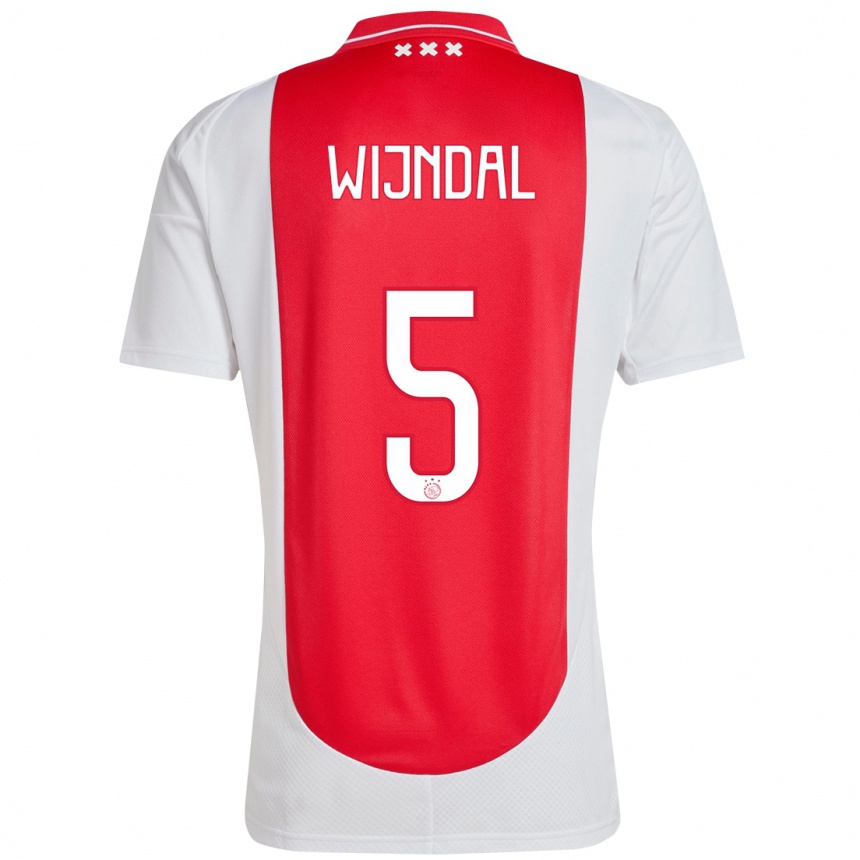 Men Football Owen Wijndal #5 Red White Home Jersey 2024/25 T-Shirt Australia