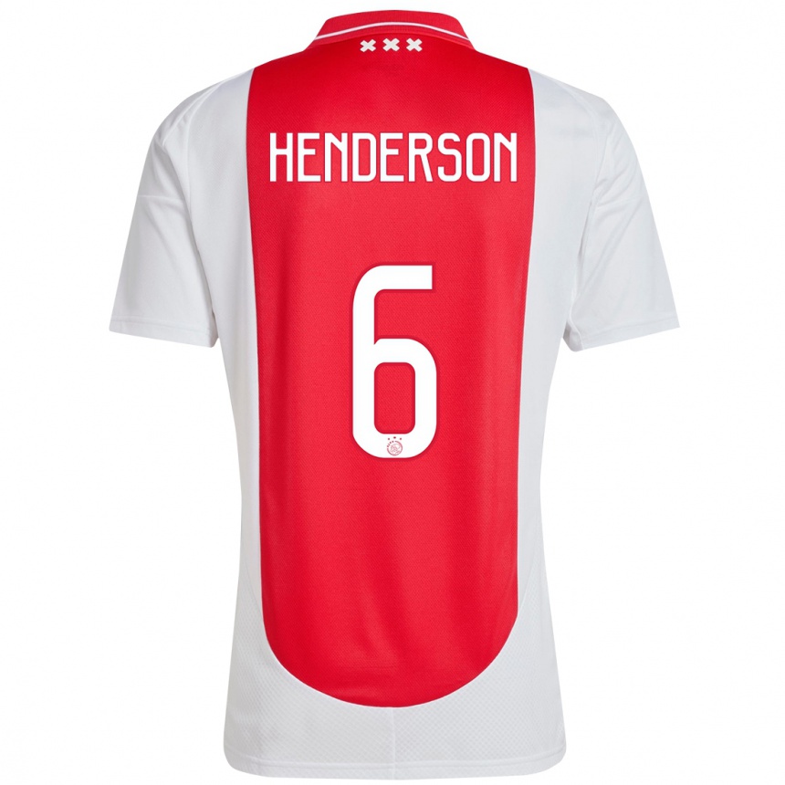 Men Football Jordan Henderson #6 Red White Home Jersey 2024/25 T-Shirt Australia