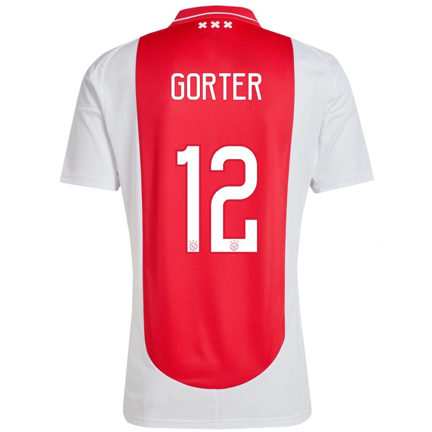 Men Football Jay Gorter #12 Red White Home Jersey 2024/25 T-Shirt Australia