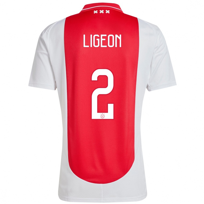 Men Football Ruben Ligeon #2 Red White Home Jersey 2024/25 T-Shirt Australia