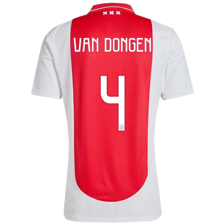 Men Football Bram Van Dongen #4 Red White Home Jersey 2024/25 T-Shirt Australia