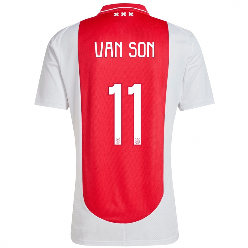 Men Football Daniël Van Son #11 Red White Home Jersey 2024/25 T-Shirt Australia