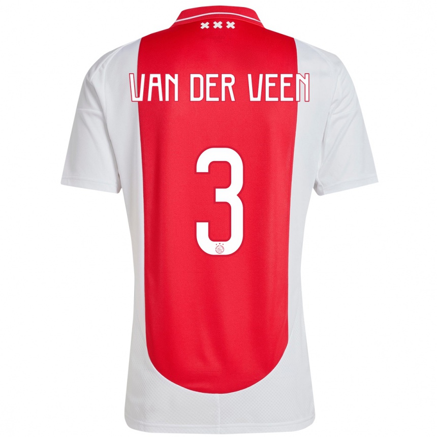 Men Football Roos Van Der Veen #3 Red White Home Jersey 2024/25 T-Shirt Australia