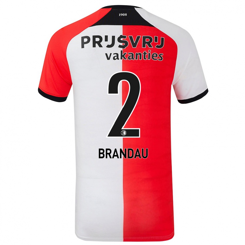 Men Football Justine Brandau #2 Red White Home Jersey 2024/25 T-Shirt Australia