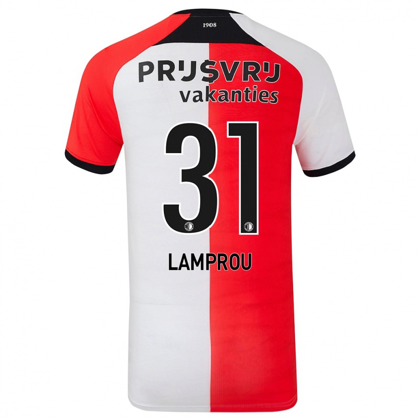 Men Football Kostas Lamprou #31 Red White Home Jersey 2024/25 T-Shirt Australia