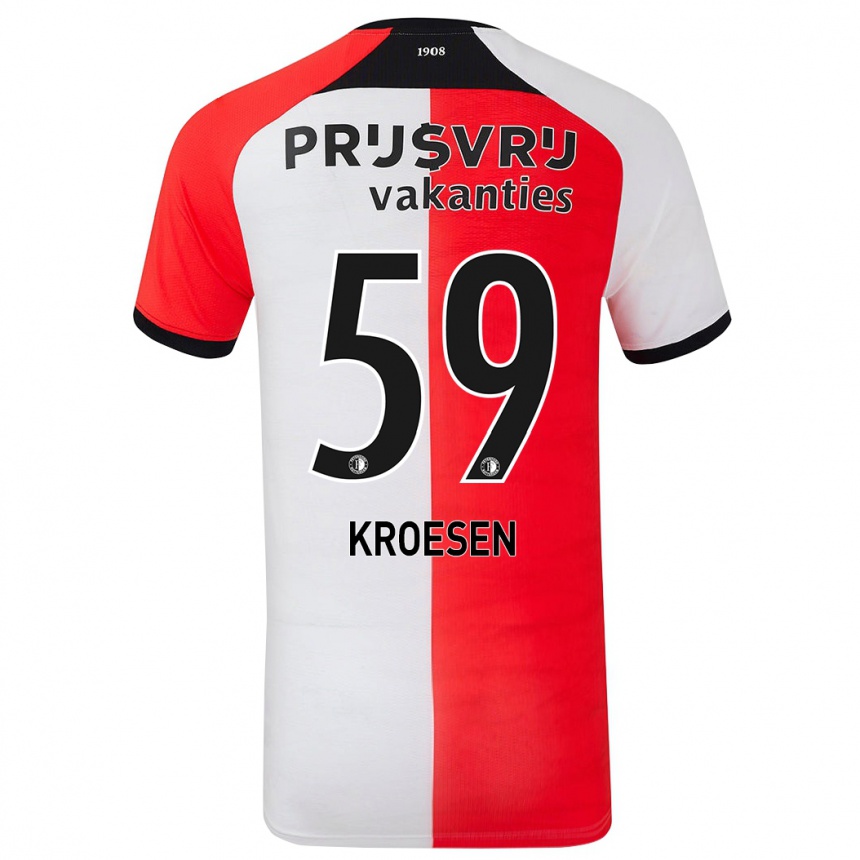 Men Football Jaimy Kroesen #59 Red White Home Jersey 2024/25 T-Shirt Australia