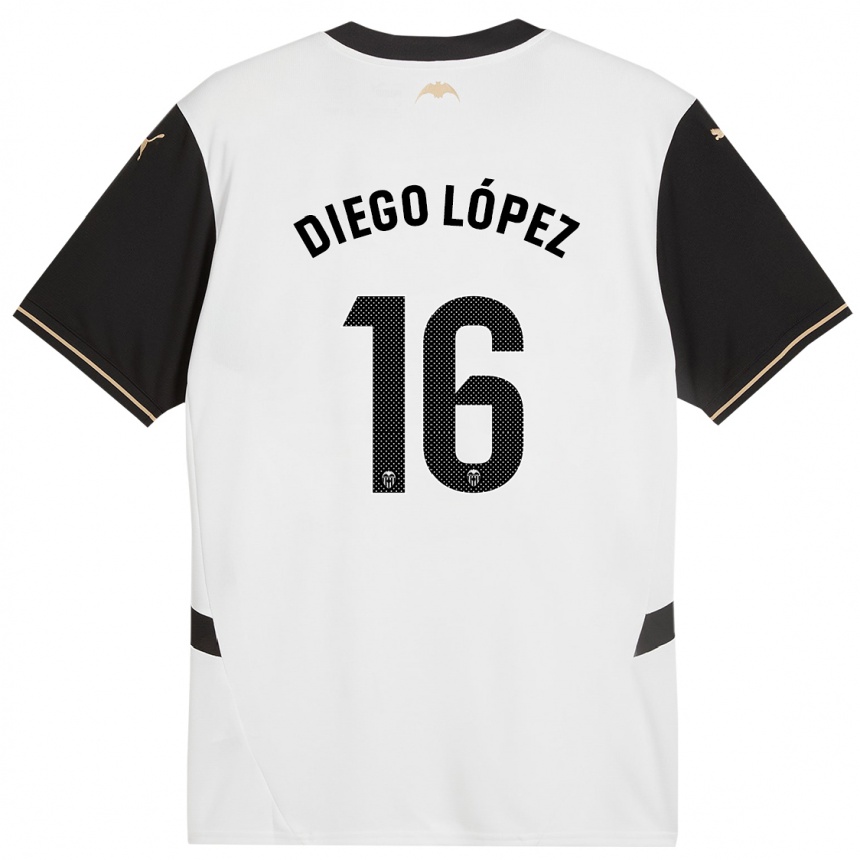 Men Football Diego López #16 White Black Home Jersey 2024/25 T-Shirt Australia