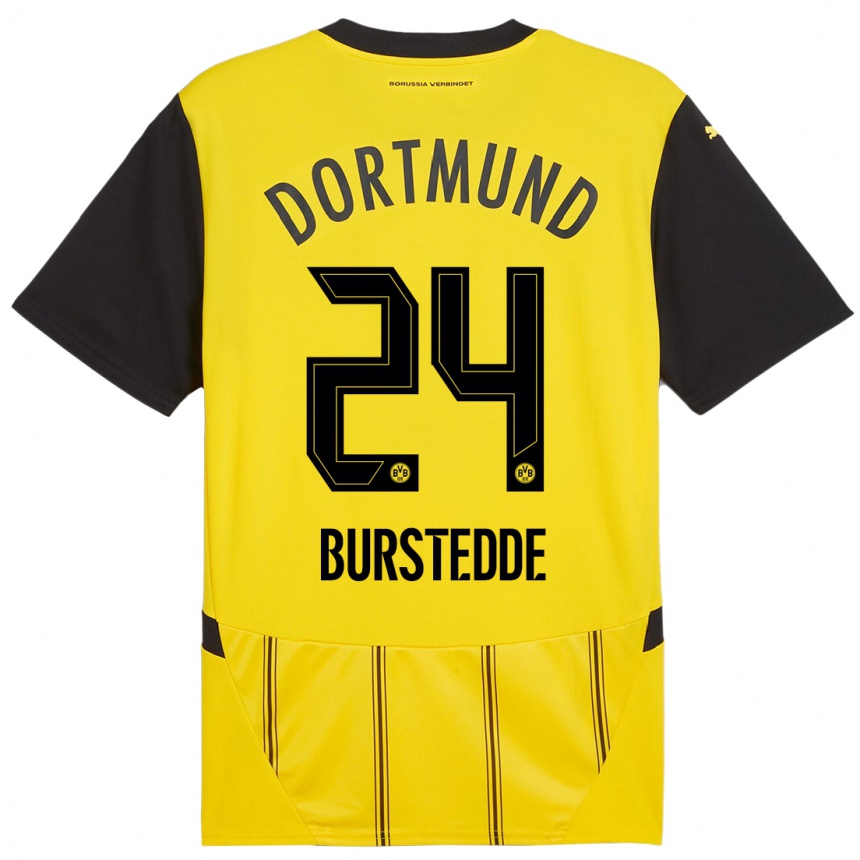 Men Football Joshua Burstedde #24 Yellow Black Home Jersey 2024/25 T-Shirt Australia