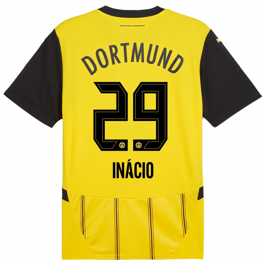 Men Football Samuele Inácio #29 Yellow Black Home Jersey 2024/25 T-Shirt Australia