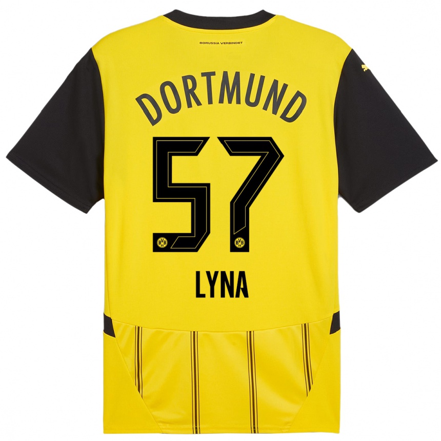 Men Football Schwarz Lyna #57 Yellow Black Home Jersey 2024/25 T-Shirt Australia