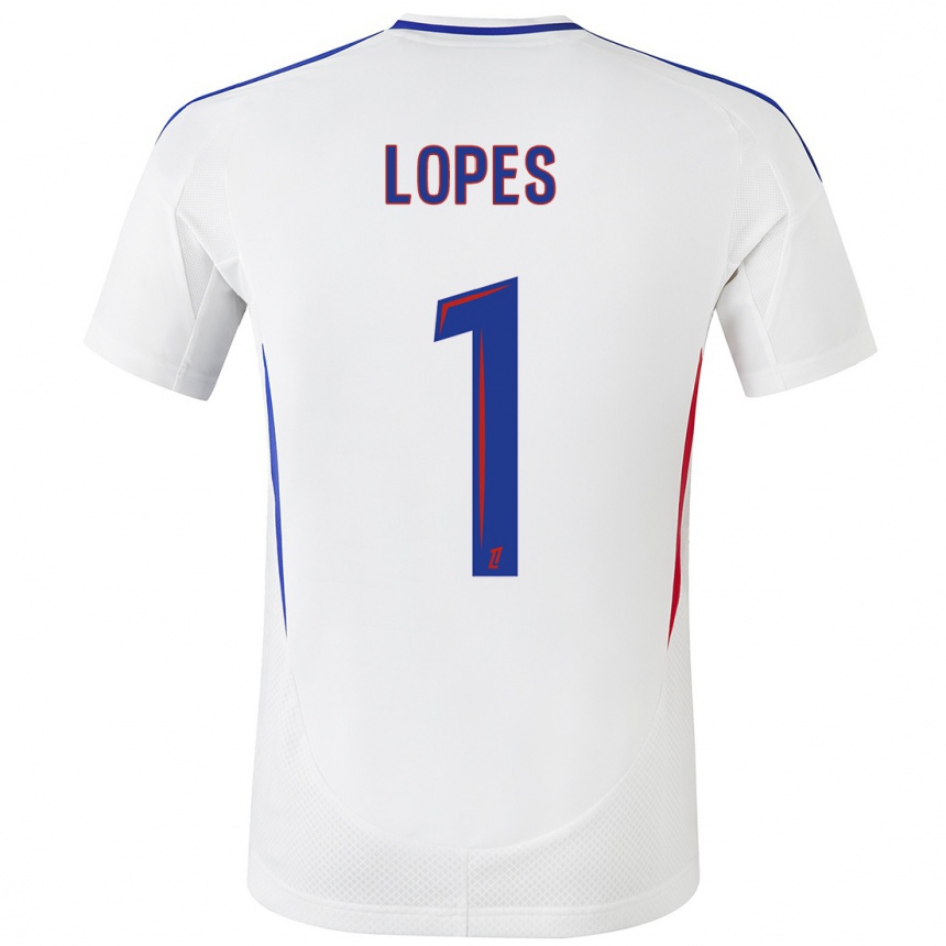 Men Football Anthony Lopes #1 White Blue Home Jersey 2024/25 T-Shirt Australia