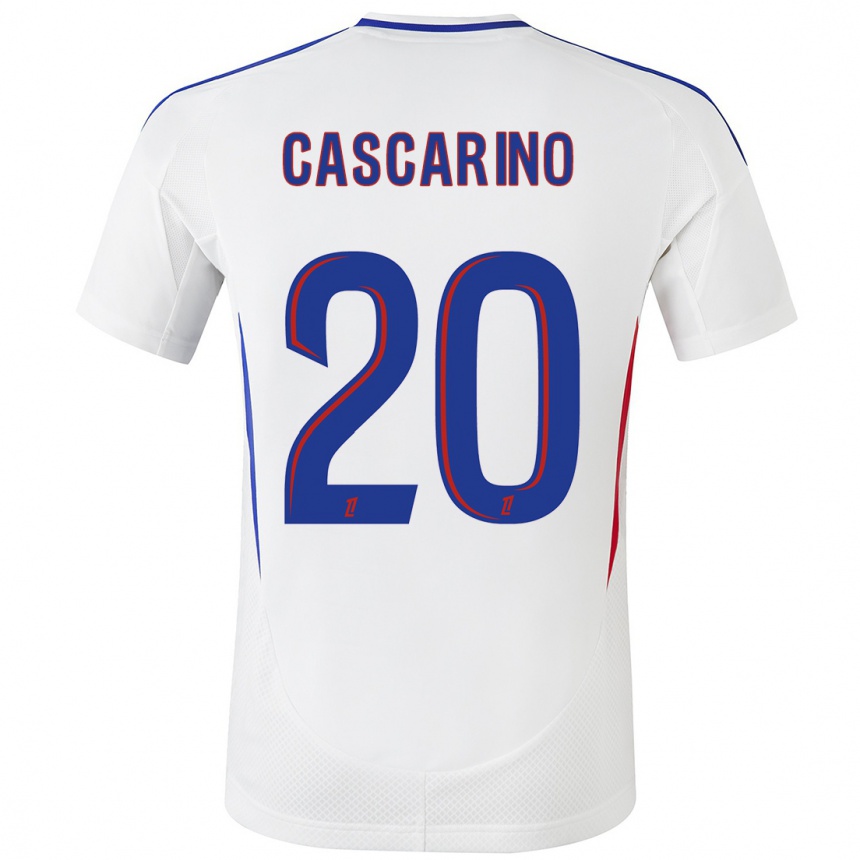 Men Football Delphine Cascarino #20 White Blue Home Jersey 2024/25 T-Shirt Australia