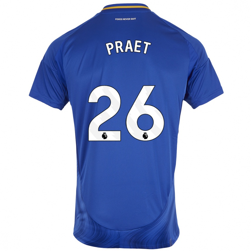 Men Football Dennis Praet #26 Blue White Home Jersey 2024/25 T-Shirt Australia