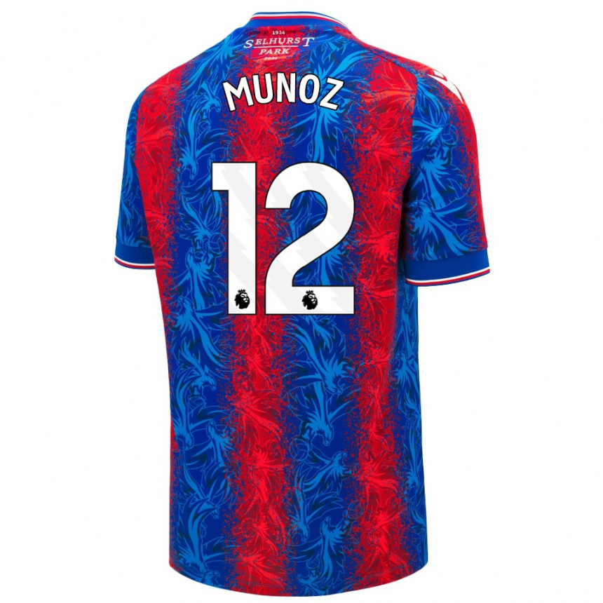 Men Football Daniel Muñoz #12 Red Blue Stripes Home Jersey 2024/25 T-Shirt Australia