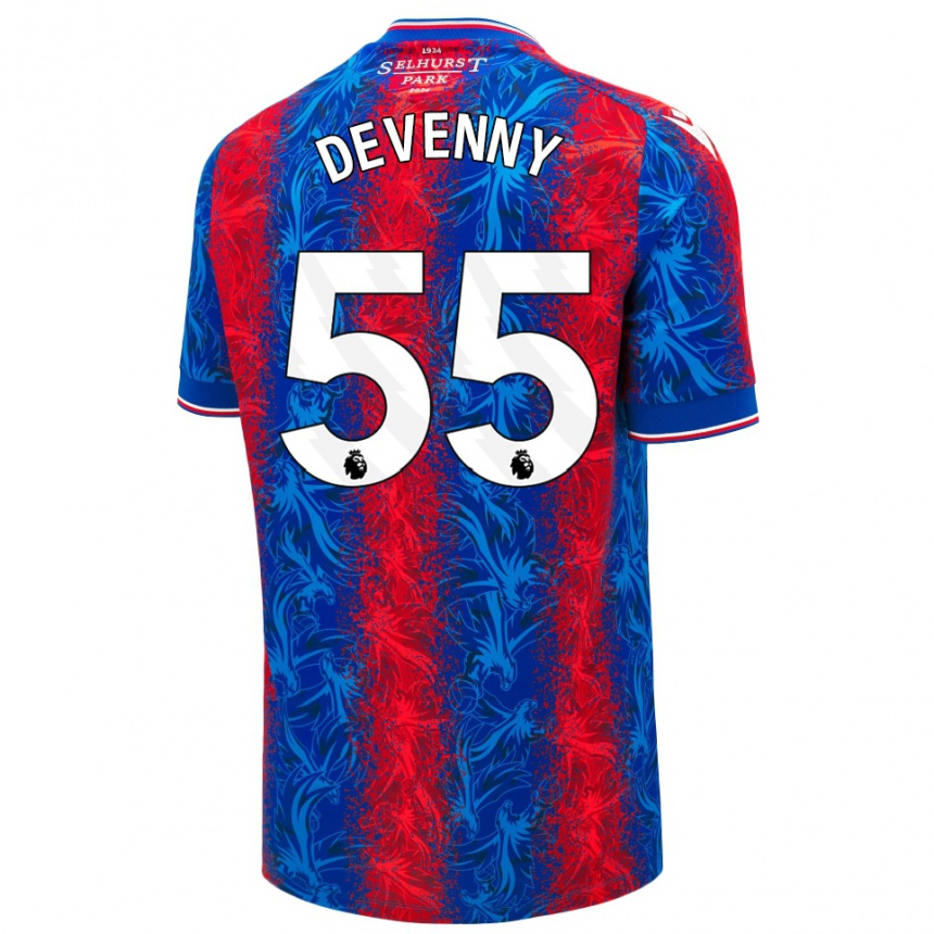 Men Football Justin Devenny #55 Red Blue Stripes Home Jersey 2024/25 T-Shirt Australia