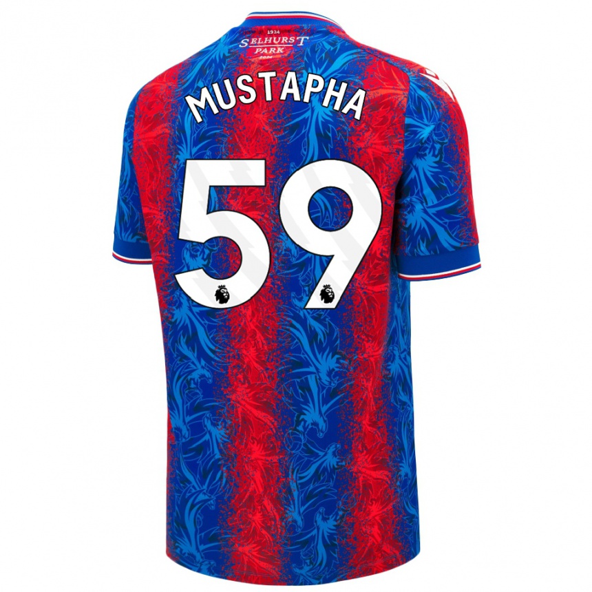 Men Football Hindolo Mustapha #59 Red Blue Stripes Home Jersey 2024/25 T-Shirt Australia