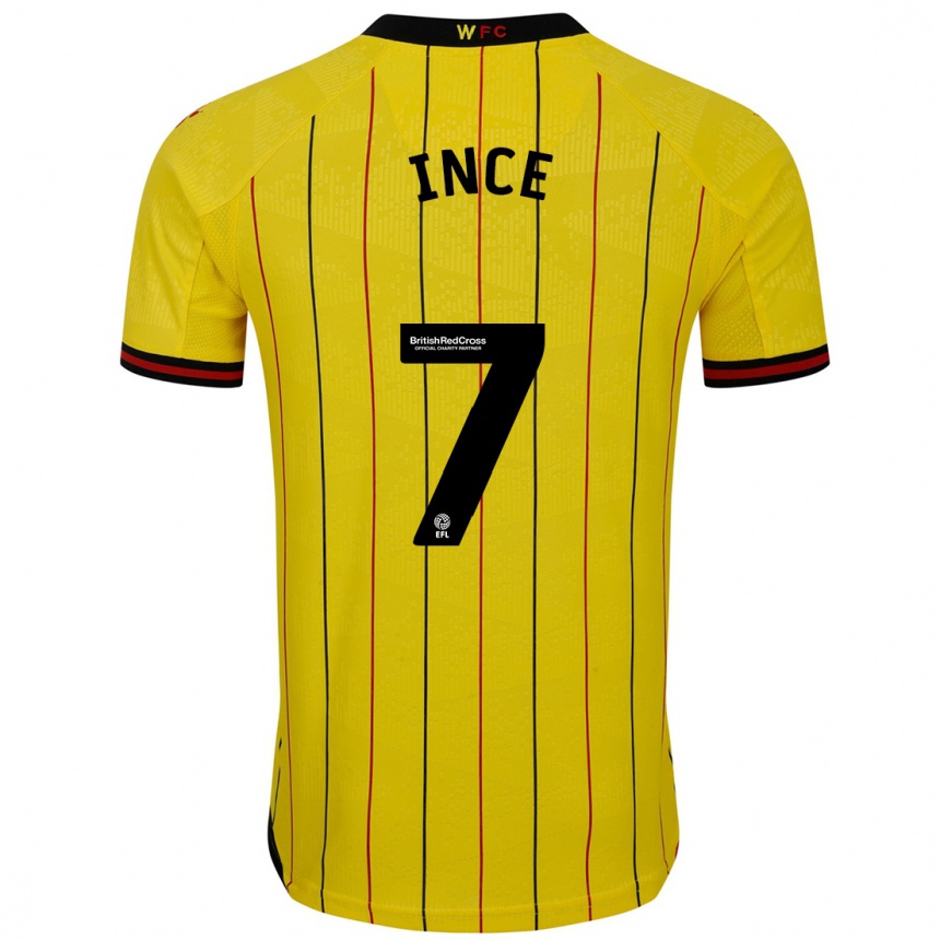 Men Football Tom Ince #7 Yellow Black Home Jersey 2024/25 T-Shirt Australia