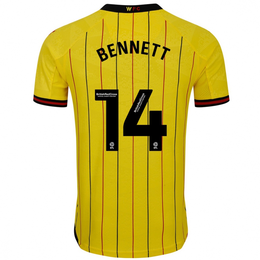 Men Football Harley Bennett #14 Yellow Black Home Jersey 2024/25 T-Shirt Australia