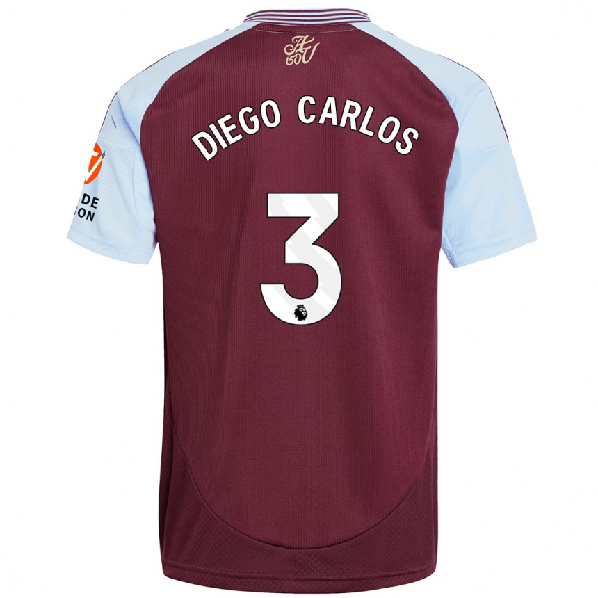 Men Football Diego Carlos #3 Burgundy Sky Blue Home Jersey 2024/25 T-Shirt Australia