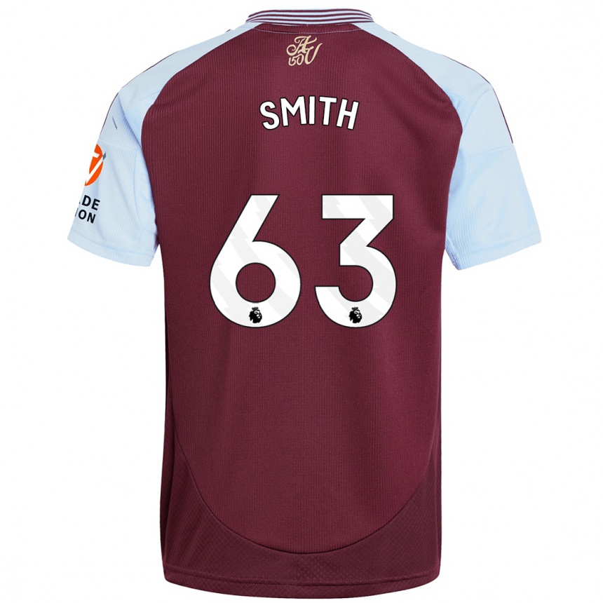 Men Football Kerr Smith #63 Burgundy Sky Blue Home Jersey 2024/25 T-Shirt Australia