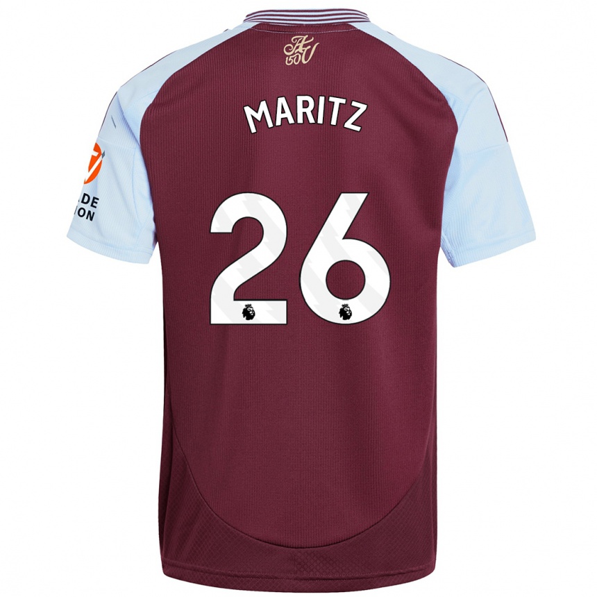 Men Football Noelle Maritz #26 Burgundy Sky Blue Home Jersey 2024/25 T-Shirt Australia