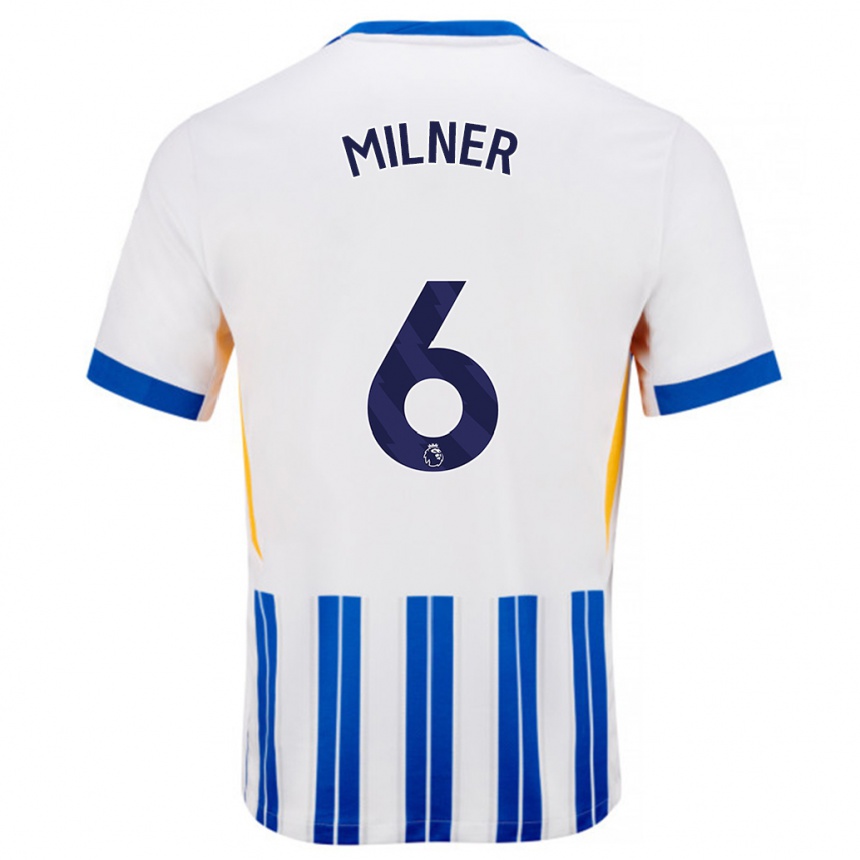 Men Football James Milner #6 White Blue Pinstripes Home Jersey 2024/25 T-Shirt Australia