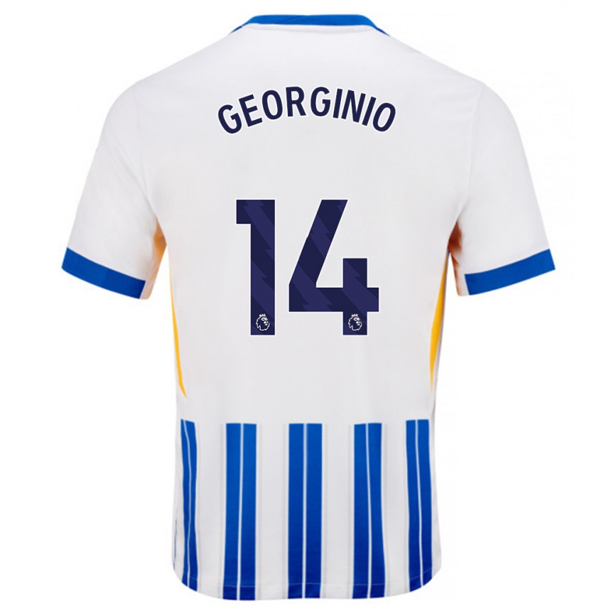 Men Football Georginio Rutter #14 White Blue Pinstripes Home Jersey 2024/25 T-Shirt Australia