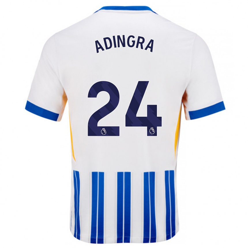 Men Football Simon Adingra #24 White Blue Pinstripes Home Jersey 2024/25 T-Shirt Australia