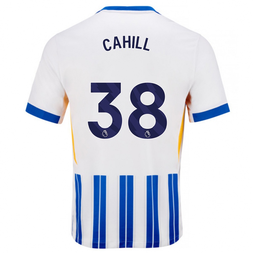 Men Football Killian Cahill #38 White Blue Pinstripes Home Jersey 2024/25 T-Shirt Australia