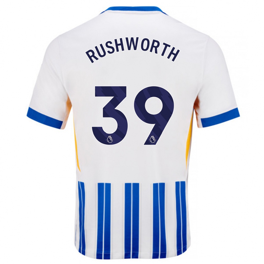 Men Football Carl Rushworth #39 White Blue Pinstripes Home Jersey 2024/25 T-Shirt Australia