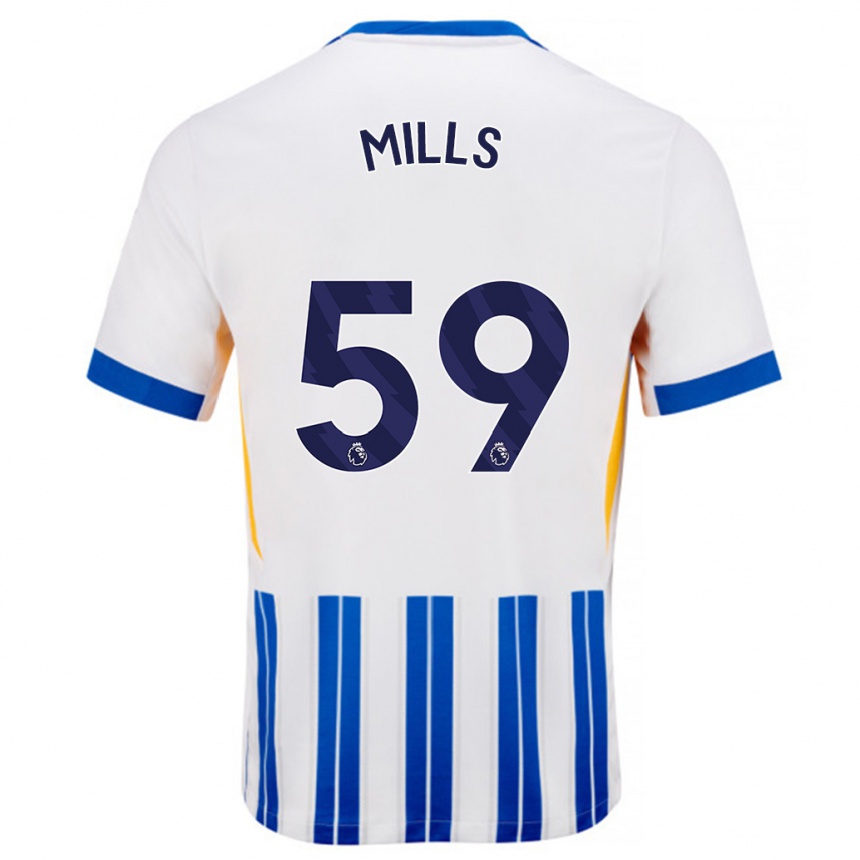 Men Football Harry Mills #59 White Blue Pinstripes Home Jersey 2024/25 T-Shirt Australia