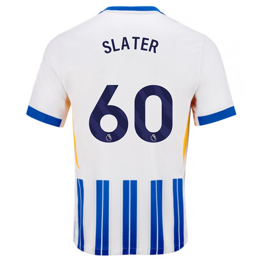 Men Football Jacob Slater #60 White Blue Pinstripes Home Jersey 2024/25 T-Shirt Australia