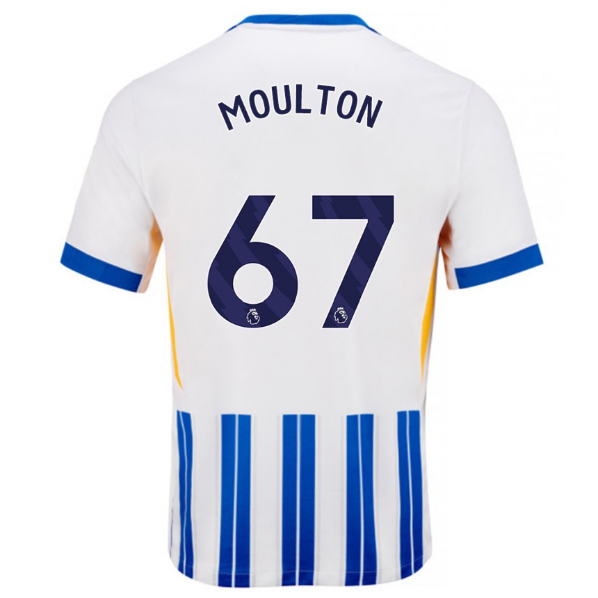 Men Football Remeiro Moulton #67 White Blue Pinstripes Home Jersey 2024/25 T-Shirt Australia