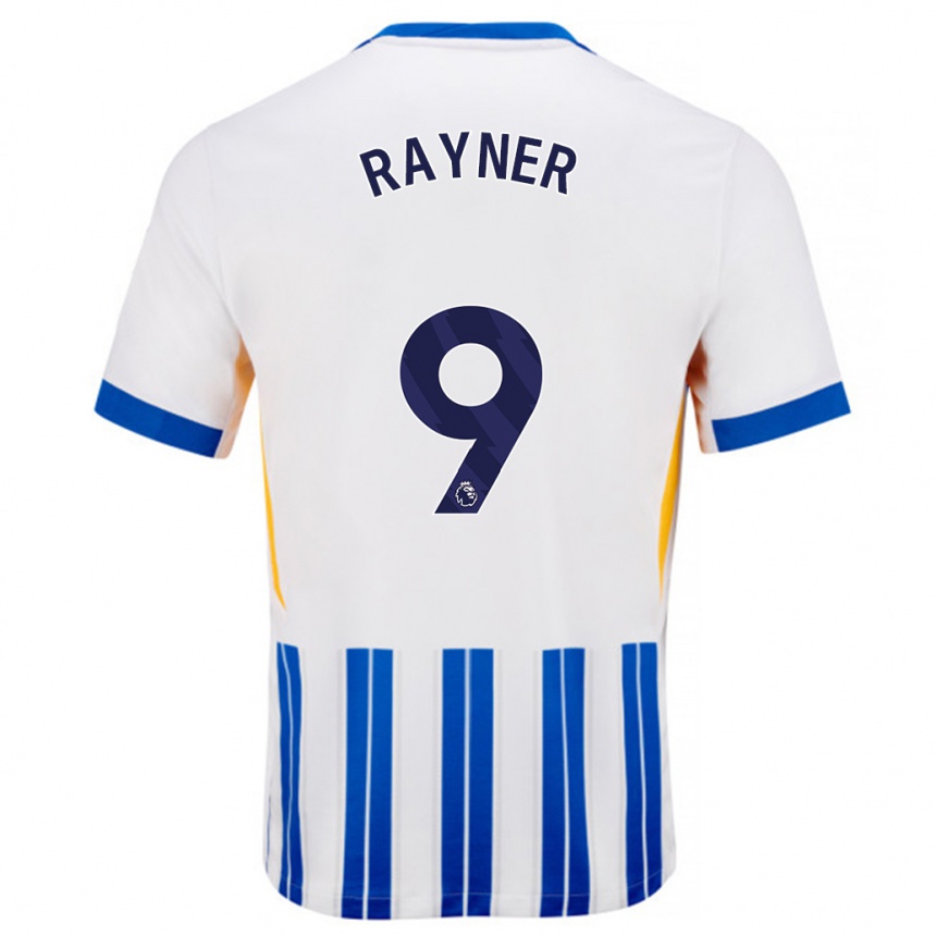 Men Football Rebecca Rayner #9 White Blue Pinstripes Home Jersey 2024/25 T-Shirt Australia