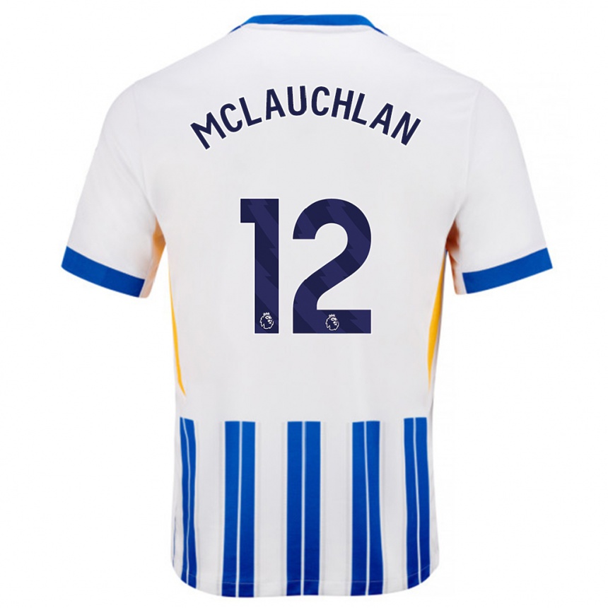 Men Football Rachel Mclauchlan #12 White Blue Pinstripes Home Jersey 2024/25 T-Shirt Australia