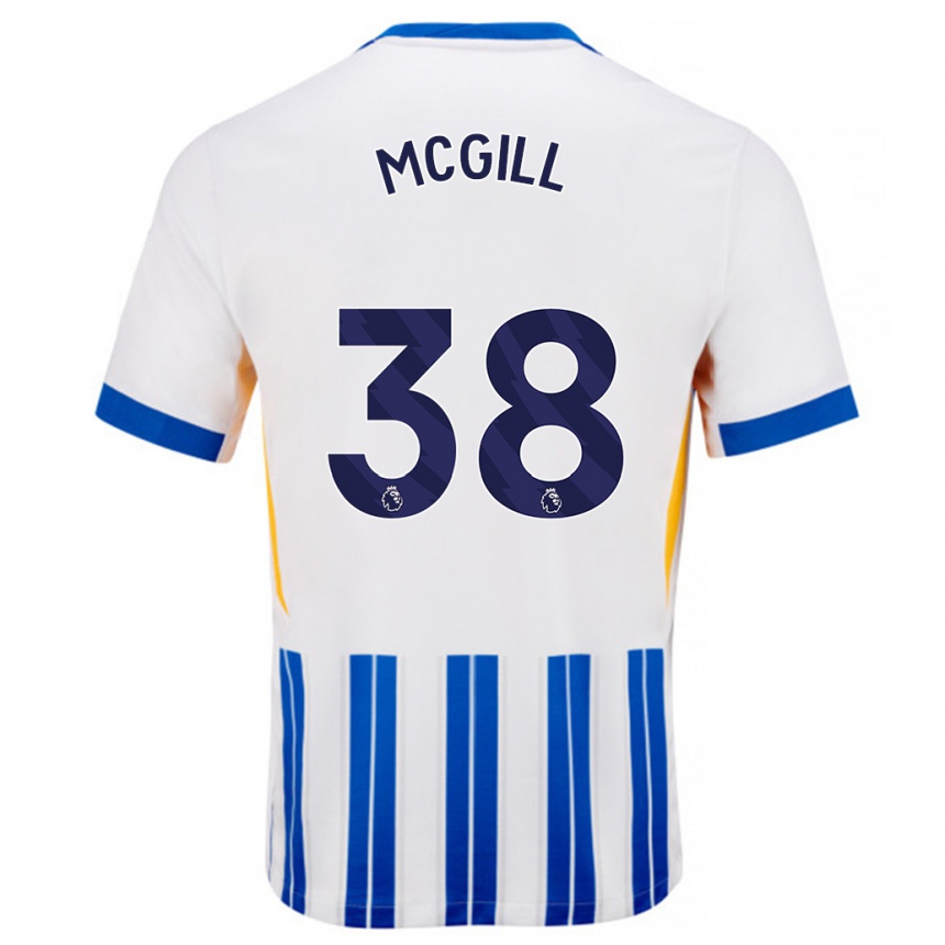 Men Football Tom Mcgill #38 White Blue Pinstripes Home Jersey 2024/25 T-Shirt Australia