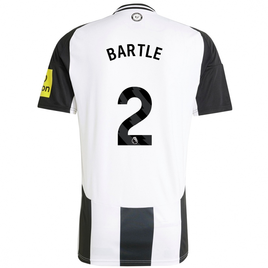 Men Football Jodie Bartle #2 White Black Home Jersey 2024/25 T-Shirt Australia