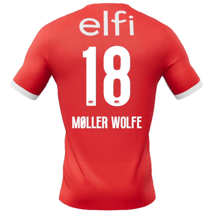 Men Football David Møller Wolfe #18 Red White Home Jersey 2024/25 T-Shirt Australia