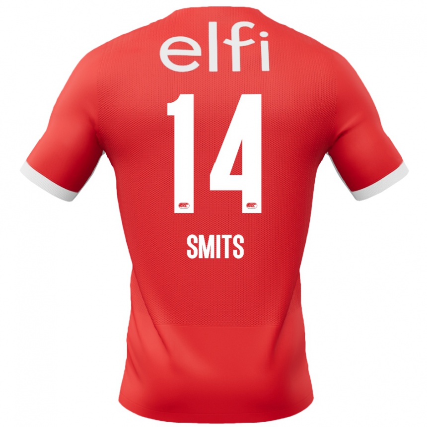 Men Football Anthony Smits #14 Red White Home Jersey 2024/25 T-Shirt Australia