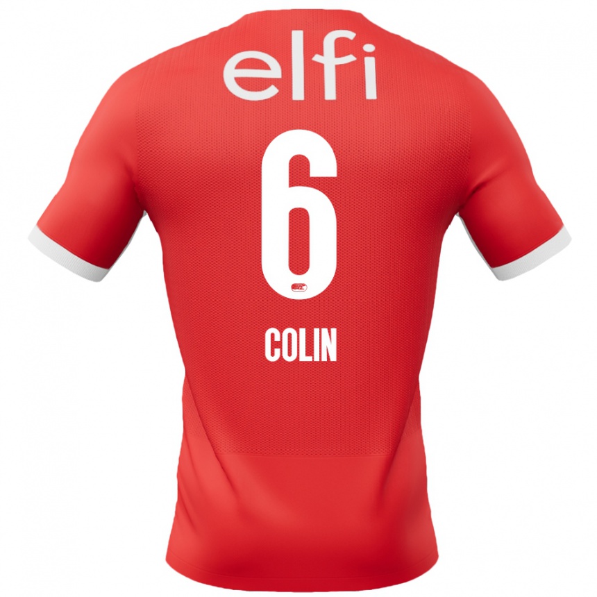 Men Football Isa Colin #6 Red White Home Jersey 2024/25 T-Shirt Australia