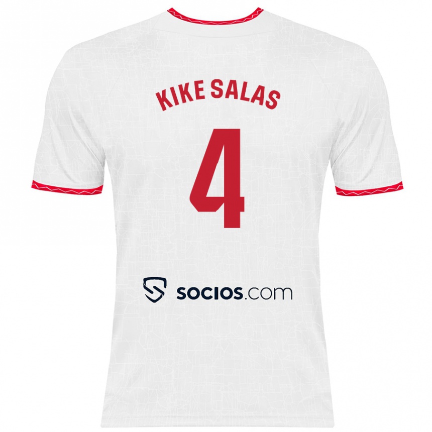 Men Football Kike Salas #4 White Red Home Jersey 2024/25 T-Shirt Australia