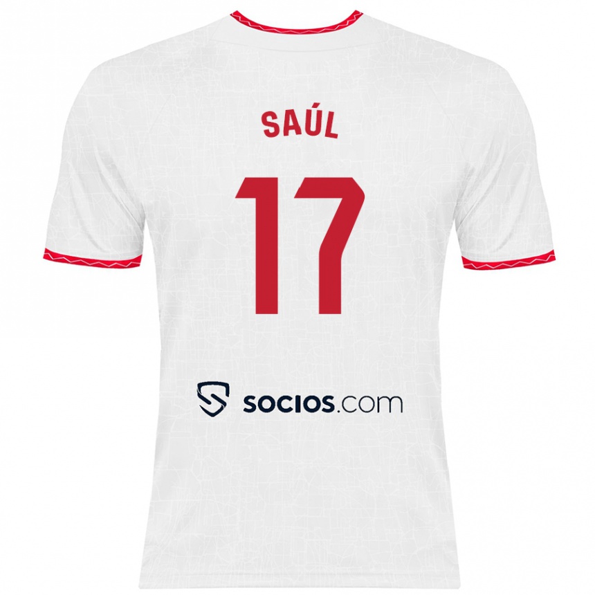 Men Football Saul Niguez #17 White Red Home Jersey 2024/25 T-Shirt Australia