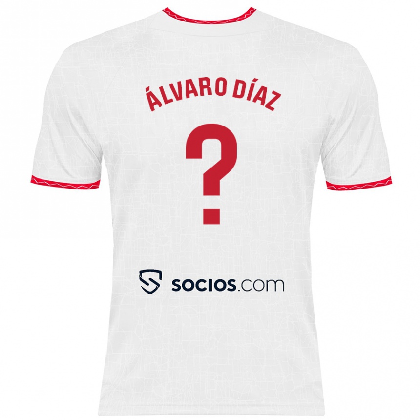 Men Football Álvaro Díaz #0 White Red Home Jersey 2024/25 T-Shirt Australia